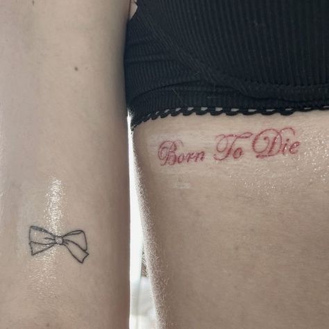 Bow Tattoo, Red Ink Tattoos, Cute Little Tattoos, Red Tattoos, Cute Tattoos For Women, Classy Tattoos, Discreet Tattoos, Subtle Tattoos, Dainty Tattoos