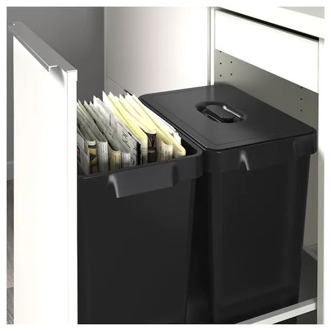 VARIERA Recycling bin - black - IKEA Ikea Variera, Kitchen Waste Bin, Ikea Kitchen Design, Recycling Information, Cabinet Dimensions, Kitchen Waste, Design Your Life, Drawer Dividers, Kitchen Design Decor