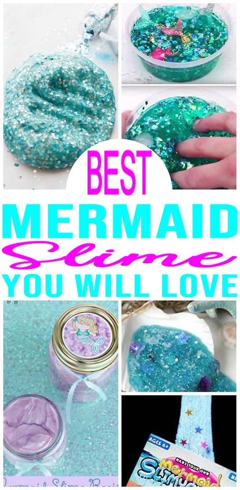 Mermaid Lovers..Are you ready for the BEST mermaid slime? Find the most AMAZING mermaid slime recipes.Learn how to make slime a ton of different ways.Easy DIY mermaid slime recipes for fluffy slime,glitter slime & more.Homemade mermaid slime is great for slime play & also makes great birthday party favors for a Mermaid theme party.Kids will love any of these mermaid slime ideas.Follow the step by step instructions or watch the Youtube slime videos to learn how to make the BEST mermaid slime DIYs Slime Recipes Easy, Slime Easy, Mermaid Slime, Liquid Starch, Slime Ideas, Contact Solution, Diy Mermaid, Slime Recipes, Mermaid Party Favors