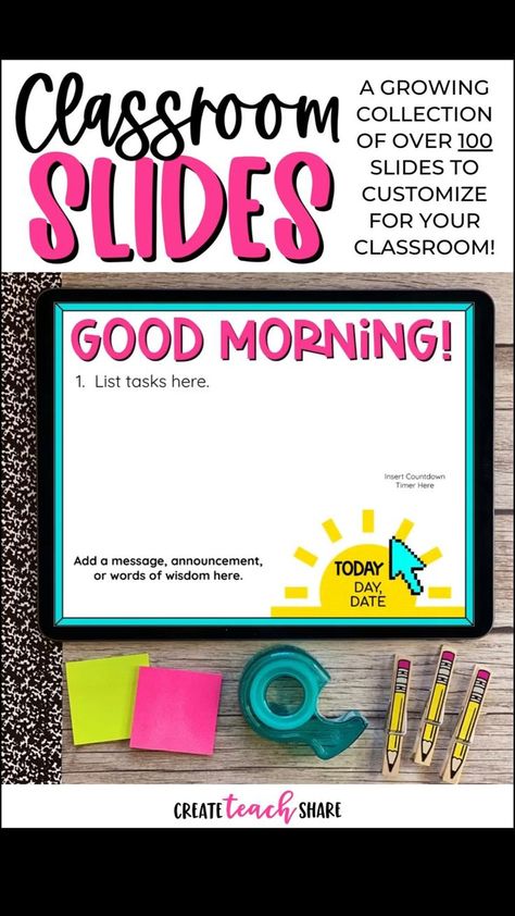 Google Slides Templates For Teachers, Classroom Slides, Middle School Classroom Management, Hybrid Learning, Back To School Classroom, Google Slides Templates, Elementary Classroom Decor, Teacher Templates, 5th Grade Classroom