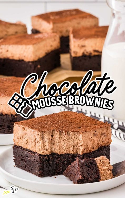 Chocolate Mousse Brownies Recipe, Chocolate Mousse Brownies, Mousse Brownies, Chocolate Mousse Desserts, Spaceships And Laser Beams, Mousse Dessert, Brownie Desserts, Brownie Ingredients, No Bake Bars