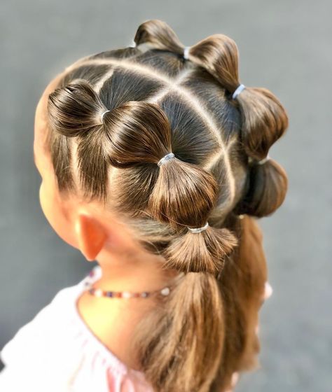 20 Cute And Easy Little Girl Hairstyles That Will Last All Day Cute Hair Styles For Girl Kids, Wacky Kids Hair Ideas, Kid Hairstyles With Bangs, Hair Ideas For Little Kids, Kids Up Do, Dance Show Hairstyles, Whacky Hair Day Ideas Girl Hairstyles, Headband Hairstyles For Kids, Hairstyles For 5 Year Girl