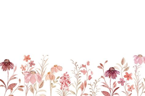 Beautiful wildflower garden with waterco... | Free Vector #Freepik #freevector #floral-background #flower #floral #flower-background Macbook Wallpaper Aesthetic Flowers, Watercolor Flower Garden, Desktop Floral Wallpaper, Flower Wallpaper Horizontal, Floral Background Landscape, Floral Cover Photo, Floral Laptop Background, Floral Desktop Background, Desktop Wallpaper Floral