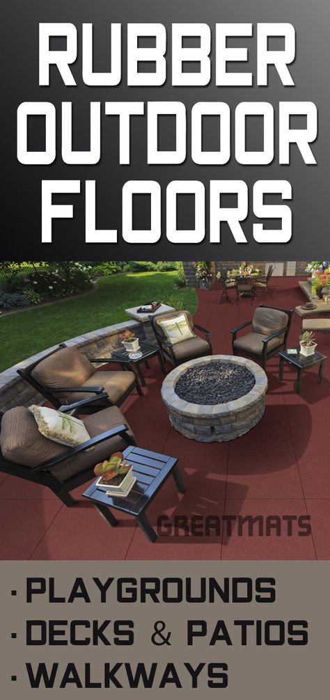 The long lifespan of outdoor rubber flooring products along with its safety features have been the biggest reasons for its increasing presence in outdoor areas. Let's take a look at the most three most popular outdoor spaces where rubber flooring is used including playgrounds, deck and patios, and walkways... Rubber Walkway, Outdoor Rubber Tiles, Outdoor Flooring Ideas, Outdoor Rubber Flooring, Basement Patio, Concrete Patio Makeover, Deck Flooring, Decorative Stones, Patio Makeover