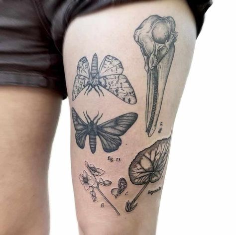 5. A statement patchwork tattoo on the thigh Whatever Tattoo, Tattoo On The Thigh, Tattoos That Mean Something, Tattoo Patchwork, Patchwork Tattoos, Thigh Sleeve, Whimsical Tattoos, Patchwork Tattoo, Complicated Love