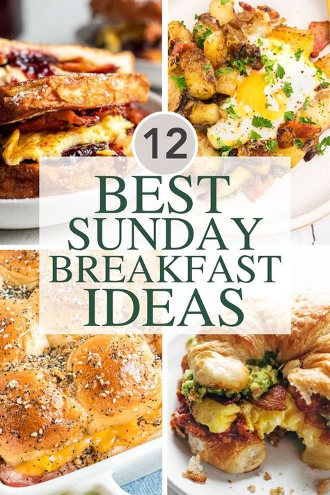 Four images of Sunday breakfasts. Sunday Breakfast Ideas, Delicious Breakfast Ideas, Christmas Breakfast Recipe, Slow Cooker Breakfast, Paleo Recipes Breakfast, Ultimate Breakfast, Vegetarian Breakfast Recipes, Quick Breakfast Recipes, Gluten Free Recipes For Breakfast