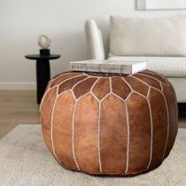 Dakota Fields 20" Wide Faux Leather Round Pouf Ottoman | Wayfair Driftwood Color, Moroccan Ottoman, Design Marocain, Book Table, Ottoman Pouf, Leather Pillow, Leather Pouf, Accent Arm Chairs, Moroccan Design