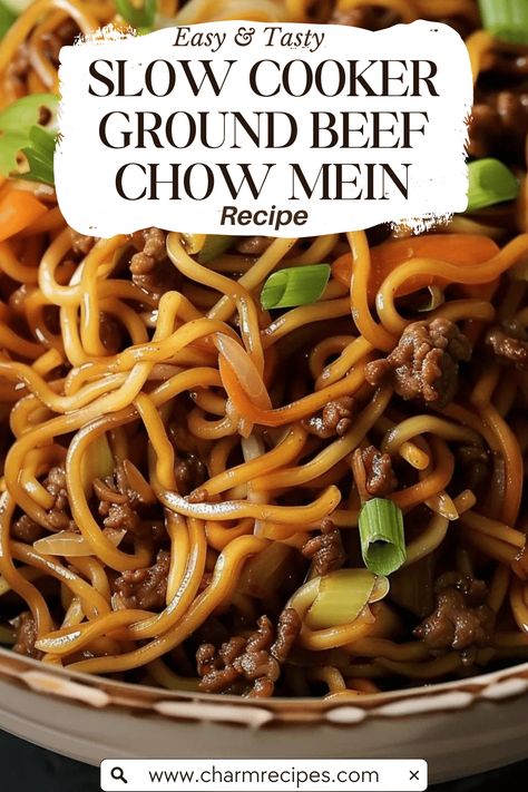 How to Make Slow Cooker Ground Beef Chow Mein Chinese Food Recipes With Ground Beef, Ground Beef Chow Mein Casserole, Ground Beef Chow Mein, Slow Cooker Minced Beef, Asian Ground Beef Recipes, Ground Beef Crockpot Recipes, Beef Chow Mein, Slow Cooker Ground Beef, Slow Cooker Asian