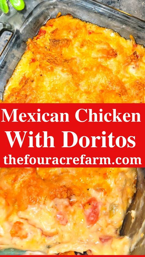 Easy Mexican Chicken, Easy Mexican Dishes, Chicken Dorito Casserole, Best Chicken Casserole, Easy Mexican Casserole, Dorito Chicken, Easy Chicken Casserole Recipes, Can Chicken Recipes, Mexican Casserole Recipe