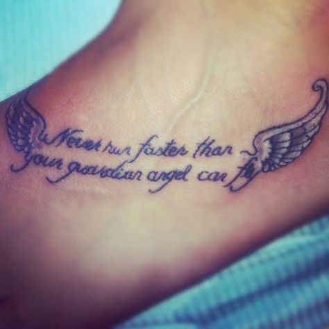 <3 Tattoo in memory of....never run faster than your guardian angel can fly!...<3 My Angel Tattoo, In Memory Tattoo, Memory Tattoo Ideas, Mine Tattoo, Angels Tattoo, Tattoo In Memory, Your Mine, Katie Taylor, Memory Of A Loved One