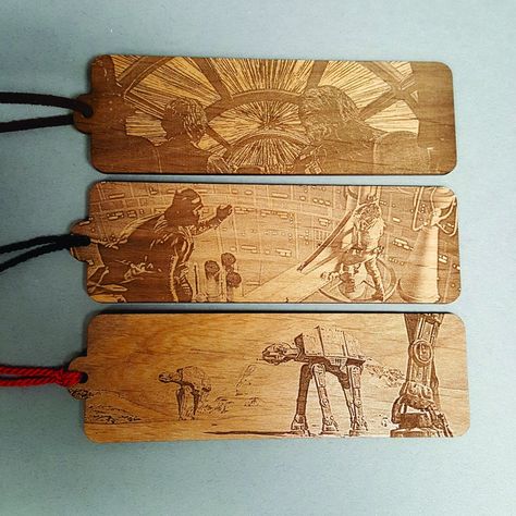 Star Wars Scene Bookmark with Tassel Laser Engraved Wood | Etsy Star Wars Wood Projects, Laser Etched Wood, Diy Wood Engraving, Wooden Bookmarks, Diy Laser Cut, Bookmark With Tassel, Laser Cut Wood Crafts, Laser Engraved Ideas, 3d Cnc