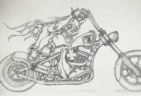 Tattoos American Traditional, Motorcycle Art Painting, Harley Davidson Artwork, Biker Tattoos, Motorcycle Drawing, Bike Drawing, Harley Davidson Art, Cartoon Character Tattoos, Skull Art Drawing