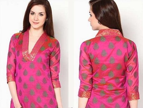 25 New Kurti Neck Designs For 2018 In India High Neck Kurti Design, High Neck Kurti, V Neck Kurti Design, Kameez Neck Designs, Salwar Neck Patterns, Salwar Kameez Neck Designs, Churidar Neck, Salwar Neck Designs, Churidar Neck Designs