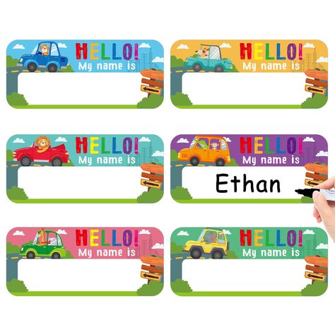 Name Tags For Classroom, Locker Name Tags, Cubby Name Tags, Classroom Desks, Student Name Plates, Classroom Name Tags, Teaching Hacks, Kindergarten Names, Student Name Tags