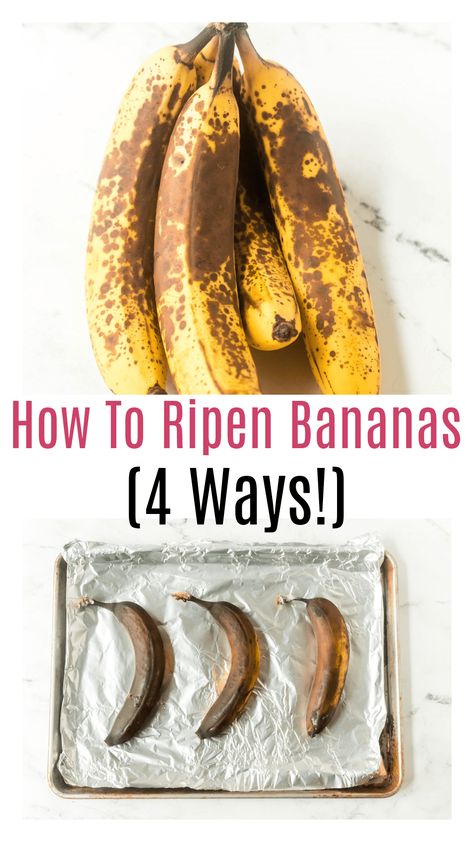 If you are looking to make a loaf of banana bread but your bananas aren't ripened yet, let me show you how to ripen bananas. I'll show you 4 easy way to ripen bananas, including my favorite fast and easy method so you can use the bananas now for baking. Famous Banana Bread Recipe, Nutella Banana Bread, Sweet Banana Bread, Sour Cream Banana Bread, Unripe Banana, Banana Cupcakes, Banana Nutella, Overripe Bananas, Banana Nut Bread