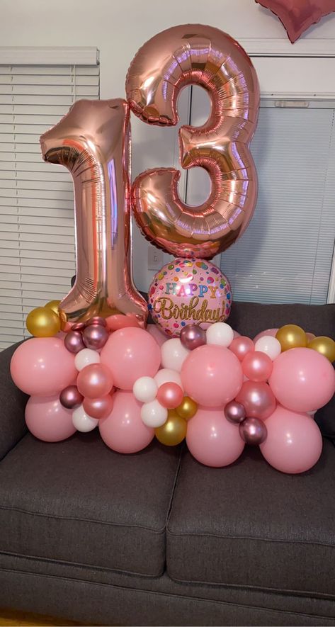 13 Balloons Number, 13 Birthday Picture Ideas, Surprise Birthday Decorations, Balloon Bouquet Diy, 13 Birthday Cake, 16 Balloons, Halloween Party Balloons, 13 Birthday, Happy Birthday Decor