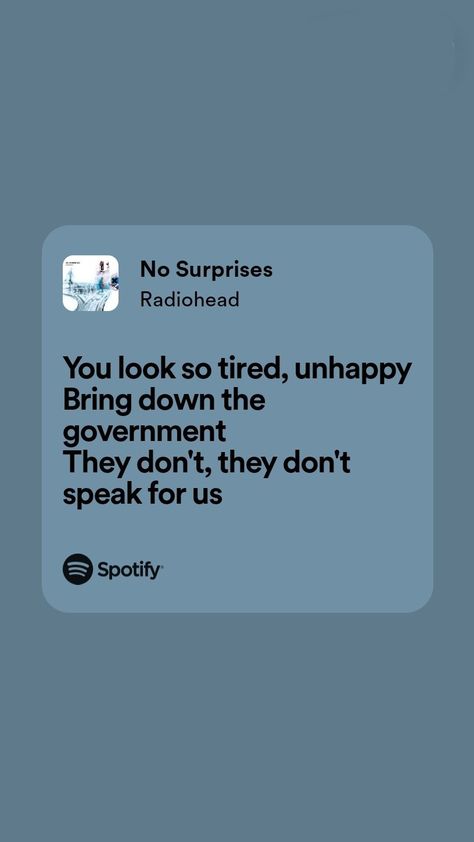 No Surprises Radiohead Lyrics, No Surprises Radiohead, Radiohead Lyrics, Sue Storm, No Surprises, Music Vibes, Amazing Music, Fav Music, Spotify Lyrics