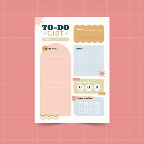 To Do List Stationary, Agenda Design Ideas, Planner Inspiration Layout, To Do List Design, Agenda Layout, Notepad Template, Checklist Design, Digital To Do List, Planner Design Layout