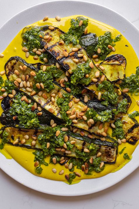 Golden Tahini with Grilled Zucchini, Herbs and Pine Nuts — Middle Eastern Pantry & Recipes | New York Shuk Shawarma Spices, Pantry Recipes, Middle East Recipes, Make Hummus, Confirmation Page, Grilled Zucchini, Eastern Cuisine, Middle Eastern Recipes, Food Pantry