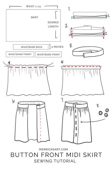 How to make a midi button down skirt Skirt Sewing Tutorial, Button Front Midi Skirt, Sew Ins, Diy Vetement, Button Skirt, Kleidung Diy, Skirt Patterns Sewing, Ropa Diy, Easy To Sew