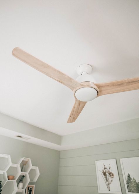 Wood Ceiling Fan Bedroom, Natural Wood Light Fixtures, Modern White Ceiling Fan With Light, Gazebo Ceiling Fan With Light, White And Wood Ceiling Fan, Bedroom Fans With Lights Modern, Living Rooms With Ceiling Fans, Natural Ceiling Fan, Coastal Farmhouse Ceiling Fan