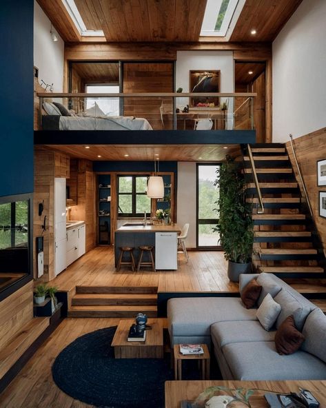 Mini Loft House, Cozy Tiny House, Tiny House Tour, Mini Chalet, Loft House Design, Mini Loft, Loft Interior Design, Tiny House Loft, Tiny House Floor Plans