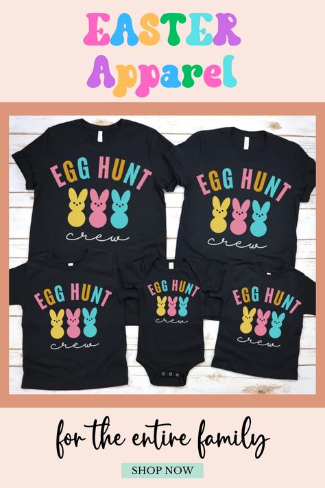 Get ready for egg hunting season with these adorable matching family easter shirts! Perfect for mom, dad, brother, sister, and the whole family who wanst to look stylish and coordinated while enjoying this special day. Family Easter Shirts, Easter Shirts, Family Easter, Hunting Season, Easter Outfit, Easter Shirt, Graphic Apparel, Spring Easter, Easter Ideas