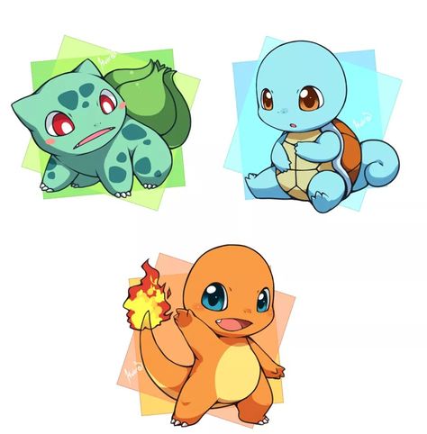 Bulbasaur, Squirtle, Charmander Types Of Pokemon, Cute Charmander, Pokemon Cute, Pokemon Characters, Different Types, Chibi, Pokemon, Gaming, Pokémon