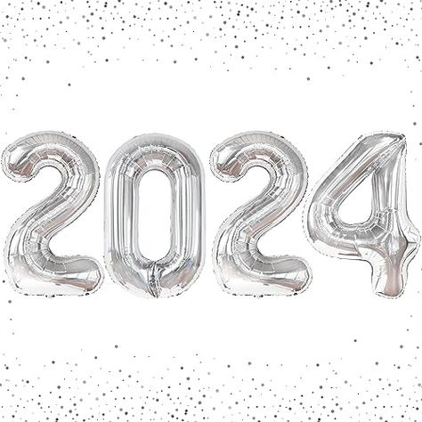 2022 Balloons, Unique Graduation Party Ideas, Homecoming Decorations, Nye Decorations, Balloon Numbers, Silver Balloons, Graduation Photo Booth, Foil Number Balloons, Transparent Balloons