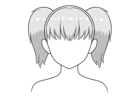 How to Draw Anime Pigtails Hair - AnimeOutline Hair Drawing Pigtails, Pigtail Drawing Reference, How To Draw Pigtails, Pigtail Hairstyles Drawing, Pigtails Drawing, Short Pigtails, Hair Bases, Short Hair Drawing, Pigtails Hair