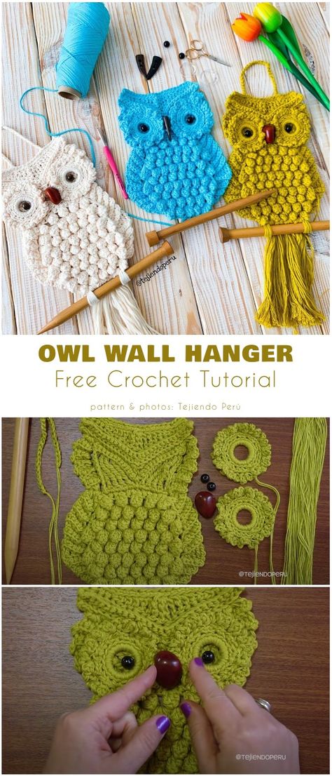 Owl Wall Hanger Beach Crochet Wall Hanging, Newest Ideas, Owl Crochet Pattern Free, Cottagecore Crochet, Owl Crochet, Crochet Wall Art, Animal Amigurumi, Owl Crochet Patterns, Crochet Dreamcatcher