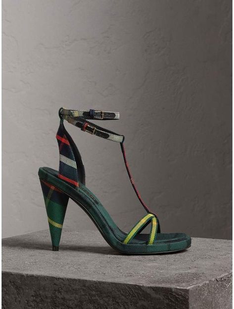 Burberry Tartan Cotton High Cone-heel Sandals Tartan Shoes, Preppy Shoes, Clog Boots, Clog Heels, Strappy Sandals Heels, Kinds Of Shoes, Fabulous Shoes, Nike Shoes Women, British Isles