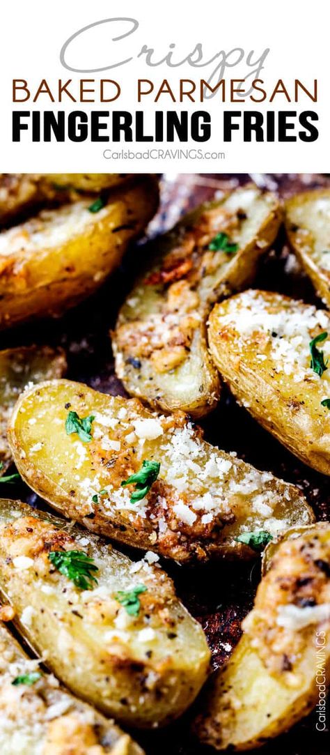 Potato Appetizer Recipes, Potato Appetizer, Fingerling Potatoes Recipes, Starchy Sides, Roasted Fingerling Potatoes, Carlsbad Cravings, Fingerling Potatoes, Potato Fries, Skirt Steak