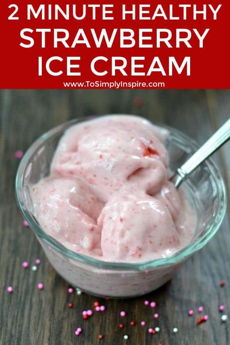 This Healthy Homemade Strawberry Ice Cream is so easy to whip up in just a couple of minutes.  It's the perfect way to satisfy your sweet tooth without all the added sugar. #healthyrecipe #strawberryicecream #homemade #easyrecipe #dessert Healthy Strawberry Ice Cream, Vitamix Ice Cream, Unique Sweets, Hemgjord Glass, Gallbladder Diet, Homemade Strawberry Ice Cream, Quick Cookies, Healthy Ice Cream Recipes, January Activities