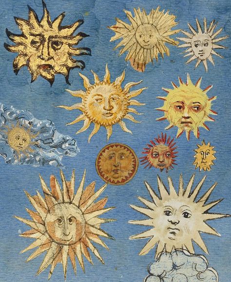 12 Days of Medieval Illuminations. Today, 11 medieval suns. Don't you love their shining faces? 🌞 Did you know Getty's medieval… | Instagram Specific Aesthetic, Medieval Artwork, Medieval Aesthetic, Illustrated Manuscript, Medieval Paintings, Esoteric Art, Getty Museum, Medieval Manuscript, Moyen Age