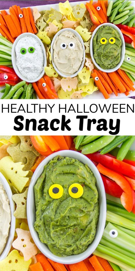 Healthy Halloween Snack Food Tray - Make and Takes Veggie Charcuterie Board Halloween, Pumpkin Shaped Veggie Tray, Easy Halloween Snacks For Party Healthy, Halloween Vegetable Tray Ideas, Halloween Veggies And Dip, Monster Veggie Tray, Halloween Veggie Tray For Kids, Kids Veggie Tray, Halloween Trays Food