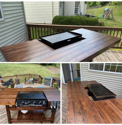 Built In Flat Top Grill Outdoor, Tabletop Blackstone Stand Diy, Blackstone Table Ideas, Blackstone Table, Concrete Backyard, Top Kitchen Table, Grill Ideas, Grill Outdoor, Flat Top Grill