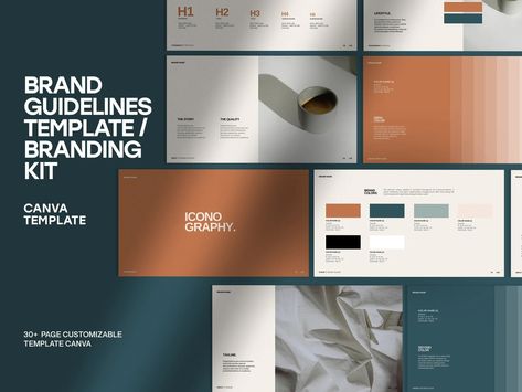 Brand Guidelines Template Branding Kit Template Brand Direction Branding Template Brand Style Guide Canva Template - Etsy Guideline Template, Brand Guidelines Template, Branding Template, Brand Style Guide, Branding Kit, Brand Style, Luxury Style, Brand Guidelines, New Project