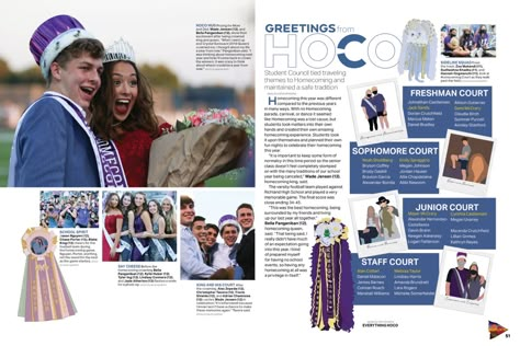 Hoco Yearbook Spread, Homecoming Yearbook Spreads, Yearbook Spread Ideas, Yearbook Inspiration, Yearbook Template, Yearbook Cover, Yearbook Spreads, Homecoming Court, Yearbook Layouts