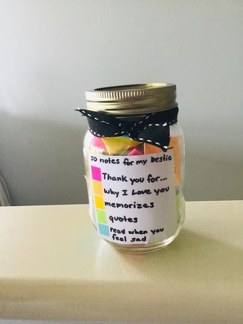 Jar Notes For Best Friend, Best Friend Gift Ideas Sentimental, Cute Thoughtful Gifts For Best Friend, Happiness Jar For Best Friend, Memorie Jar Ideas, Home Made Gifts For Best Friends, Homemade Gifts For Boyfriend Jar, Unique Birthday Gifts For Boyfriend Diy Cute Ideas Mason Jars, Cute Sentimental Gifts For Best Friend