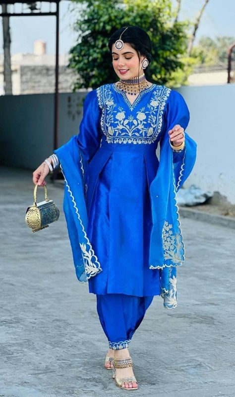 New Punjabi Suit Design 2024, Punjabi Suit Stitching Design, Latest Punjabi Suit Designs Embroidery, Blue Suits Women Indian, Afgani Suit, Punjabi Salwar Suits Boutique, Hand Embroidery Suits Design, Trendy Punjabi Suits, Afgani Salwar Suit