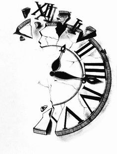 Time Clock Tattoo, Tatuaje Trash Polka, Ink Tattoo Design, Watch Tattoo Design, Red Tattoo Ideas, Half Sleeve Tattoos Forearm, Red Ink Tattoo, Skull Hand Tattoo, Family Tattoo Designs