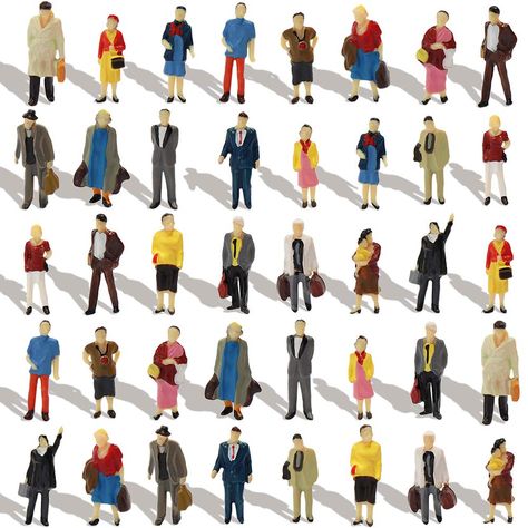 PRICES MAY VARY. Size:Approx.2cm or 0.79inch. Scale: 1:87, Suitable for HO Scale. Material: Plasic.Color: Assorted color Package included:40 painted figures,about 20 different poses. Features:  100% Brand new and high quality.   Specifications:  Brand:evemodel.  Size:Shown as the Picture.  Scale:1:87, Suitable for HO Scale.  Color:Assorted Colour.  Material: Plasic.   Package included:  40 painted figures,about 20 different poses. Model Trains Ho Scale, Person Model, Diorama Supplies, Street People, Scene Accessories, Standing Pose, Train Miniature, People Figures, Model Building Kits