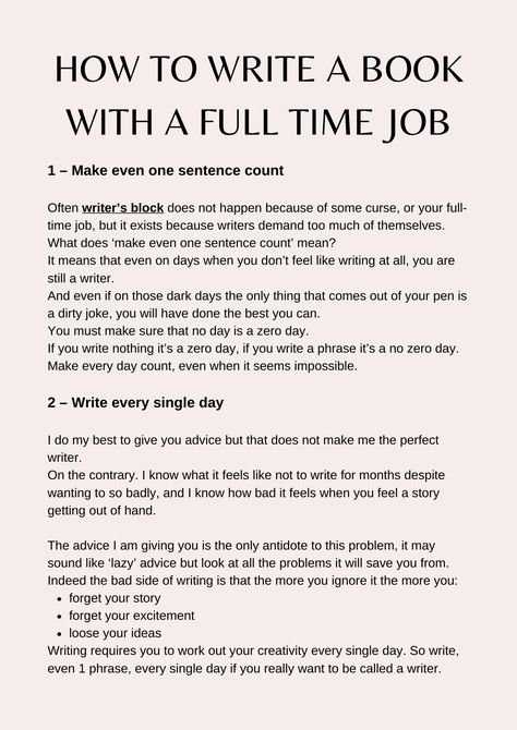 how to write a book with a full time job Things Every Writer Needs, Writer Journal Ideas, How To Be A Good Writer, Writing A Children’s Book, Transactional Writing, Writer Block, Writers Block Prompts, Writing Block, Writing Club