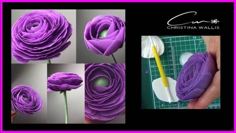 Making flowers #8: RANUNCULUS flower TUTORIAL, Cold - CakesDecor Ranunculus Flower, Fondant Flower Tutorial, Oil Painting Pictures, Decorating Advice, Fondant Flowers, Paper Flowers Diy, Clay Flowers, Like And Share, Crochet Bag Pattern