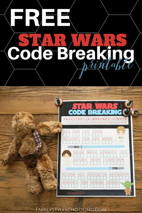 May the Fourth Celebrations - Free Star Wars Code Breaker Printable https://familystyleschooling.com/2018/05/02/free-star-wars-code-breaking-printable/ Star Wars Activities, Star Wars Classroom, Disney Activities, Math Night, Happy Star Wars Day, Code Breaker, May The Fourth Be With You, Star Wars Decor, Star Wars Birthday Party