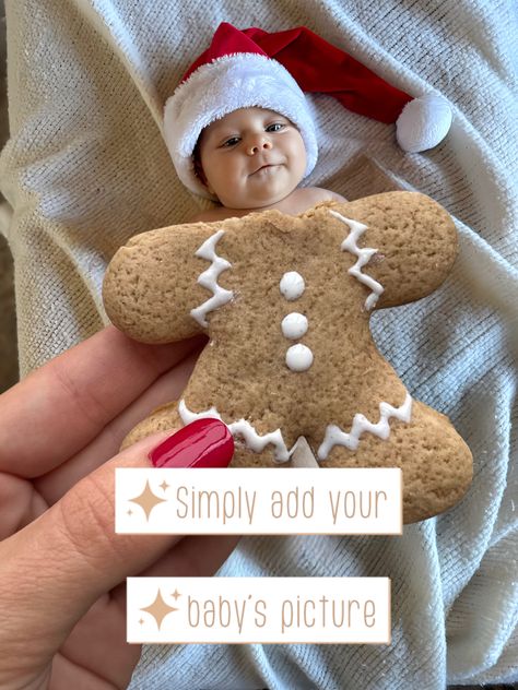 Gingerbread cookie overlay Baby Christmas Cookie Pictures, Newborn Christmas Pictures, Christmas Baby Pictures, Cookie Pictures, Christmas Newborn, S Picture, Snowman Cookies, Gingerbread Cookie, Baby Pics