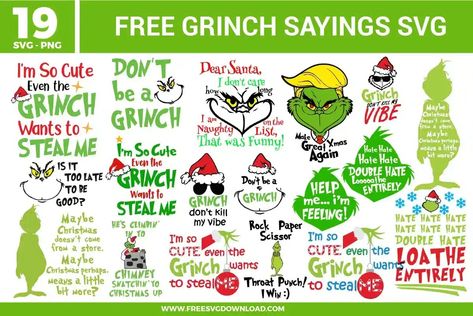 Grinch Sayings Free SVG Files | Free SVG Download Grinch Free Svg Files For Cricut, Grinch Cricut Projects Free, Super Hero Svg Files Free, Funny Christmas Svg Files Free Cricut, Grinch Cricut Svg Free, Grinch Sayings Quotes Funny, Free Grinch Svg Files For Cricut, Free Grinch Printables, Free Grinch Svg Files