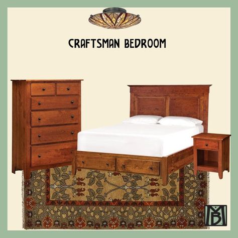 Craftsman Bedroom, Cozy Craftsman, Bedroom Furniture Inspiration, Stickley Furniture, 1940s Home, Craftsman Interior, Inspired Bedroom, 6 Drawer Chest, Craftsman Bungalows