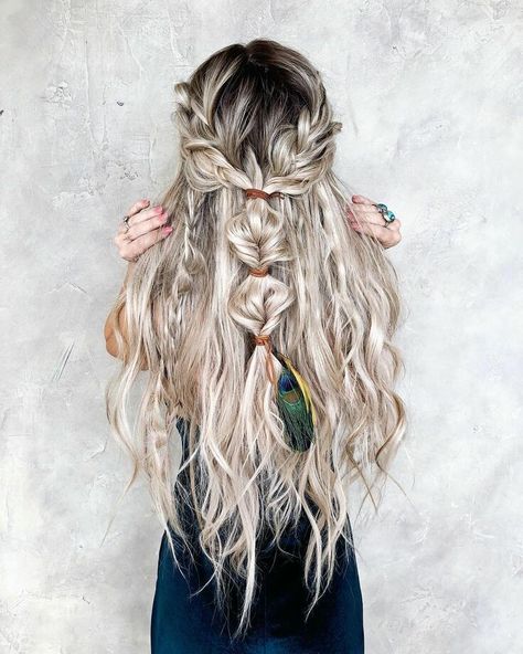 Rodeo Hair, Braid Hairstyle Ideas, Braids Updo, Unique Braids, Mode Hippie, Viking Hair, Boho Wedding Hair, Braid Hairstyle, Hairstyles Braided